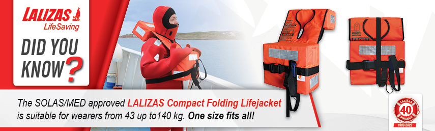 Did you know that the SOLAS/MED approved LALIZAS Compact Folding Lifejacket is suitable for wearers from 43 up to 140 kg?