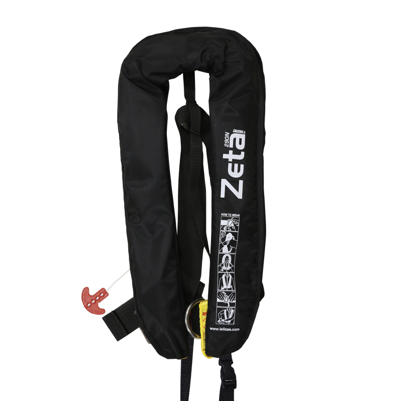 Zeta Infl.Lifejacket, Auto, 290N, w/D-ring & Clip Crotch Strap, ISO, Adult, Black 72399 image