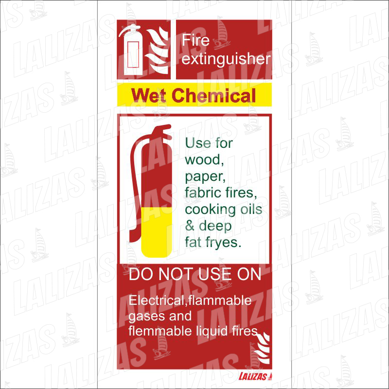 Fire Equipment Sign Wet Chem, Fire Extinguisher (20x10cm) 816435 image