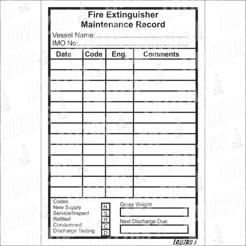 Fire Extinguisher Maintenance Record