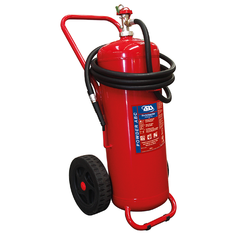 Fire Extinguisher Wheeled, Dry Powder, Stored Pressure, w/Hose & Nozzle, SOLAS/MED