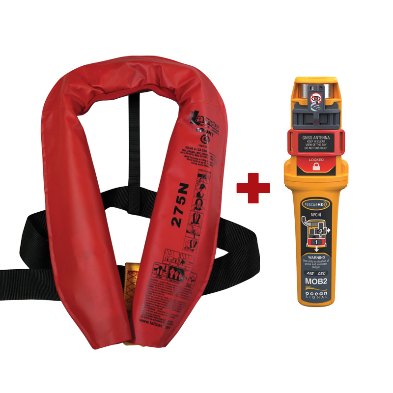 LALIZAS Inflatable Lifejacket Lamda, Auto, SOLAS/MED, Adult, with Ocean Signal MOB2, Set image #1