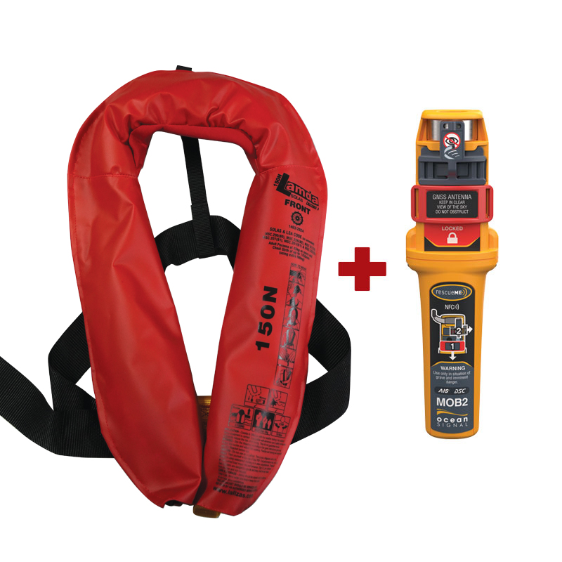 LALIZAS Inflatable Lifejacket Lamda, Auto, SOLAS/MED, Adult, with Ocean Signal MOB2, Set image #2